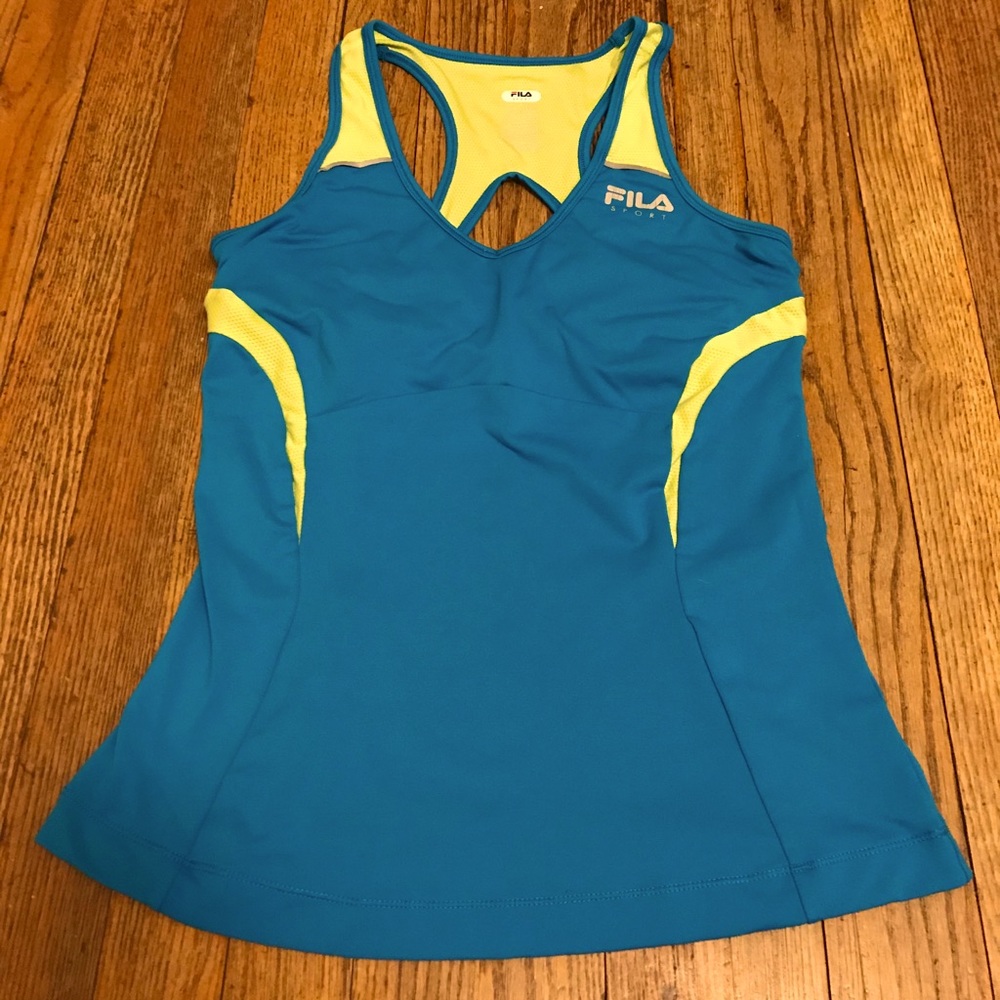 FILA SPORT bright blue and green racer back tank S